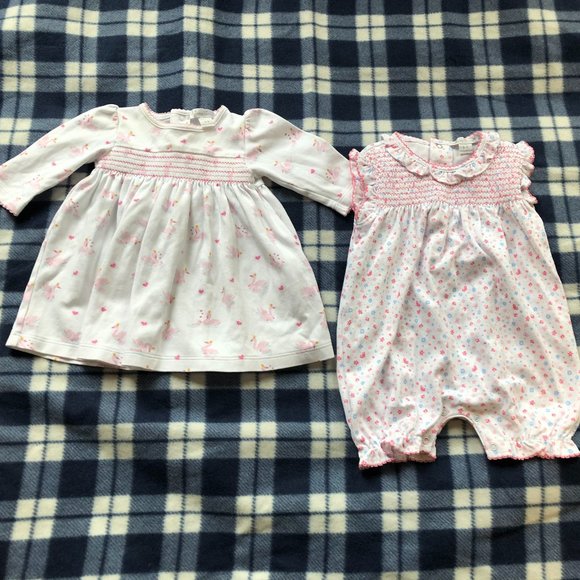 Kissy Kissy Other - 2 Lot Kissy Kissy Swam Smocked Dress Romper Bubble PIMA COTTON FLORAL SHORTIE Pi